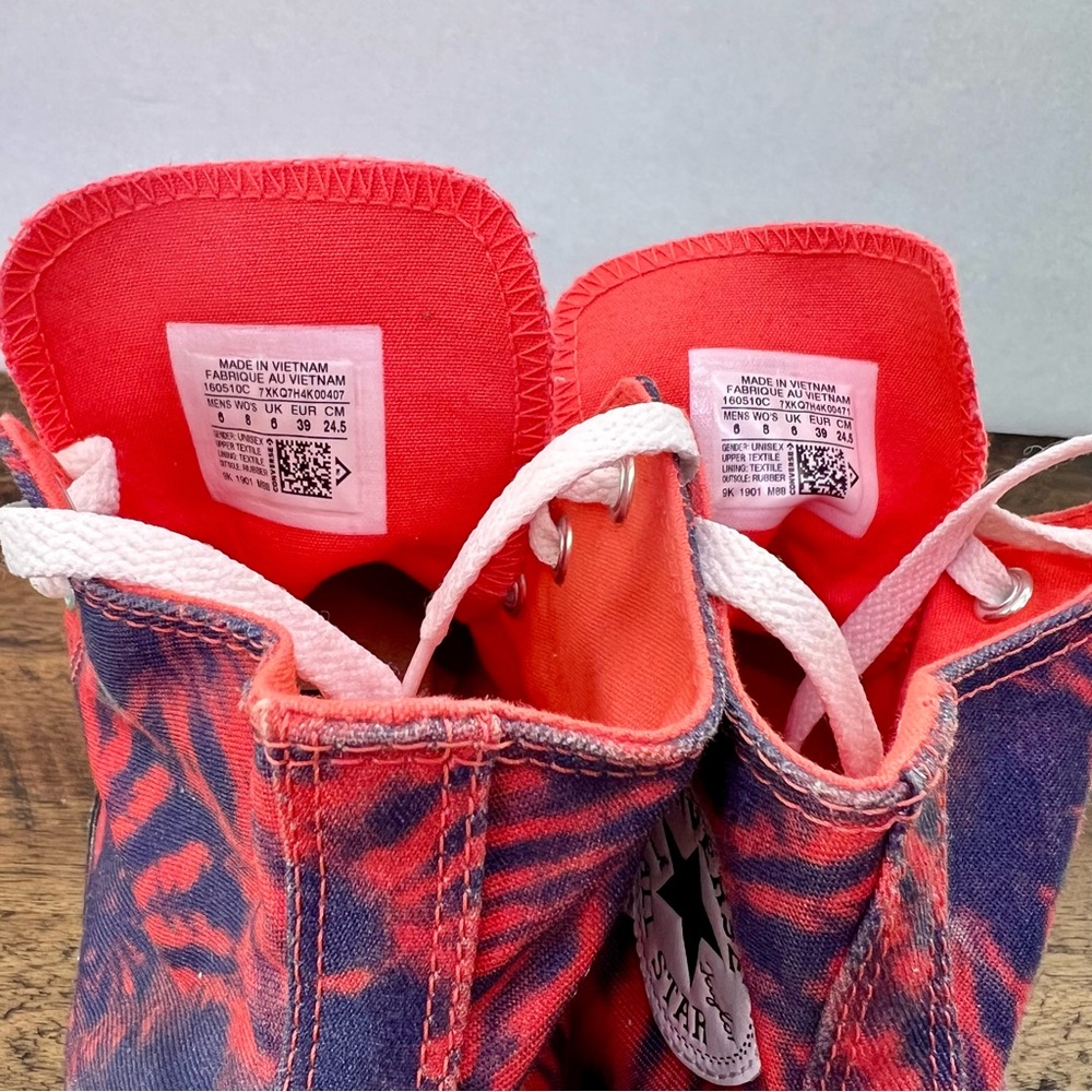 RARE Converse Chuck Taylor All Star High Top Tie Dye Blue Coral Size W8/M6 - Picture 8 of 12